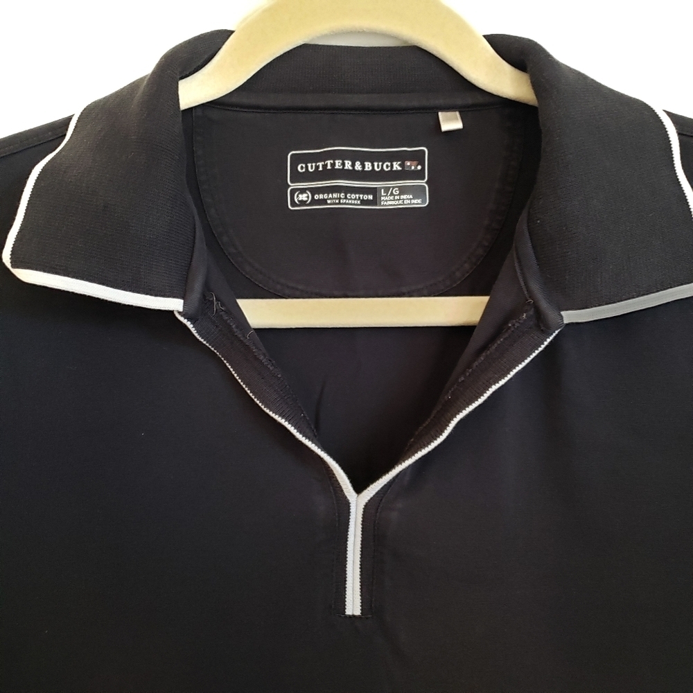 Cutter & Buck Polo Shirt L Large Black Short Sleeve - Picture 3 of 5